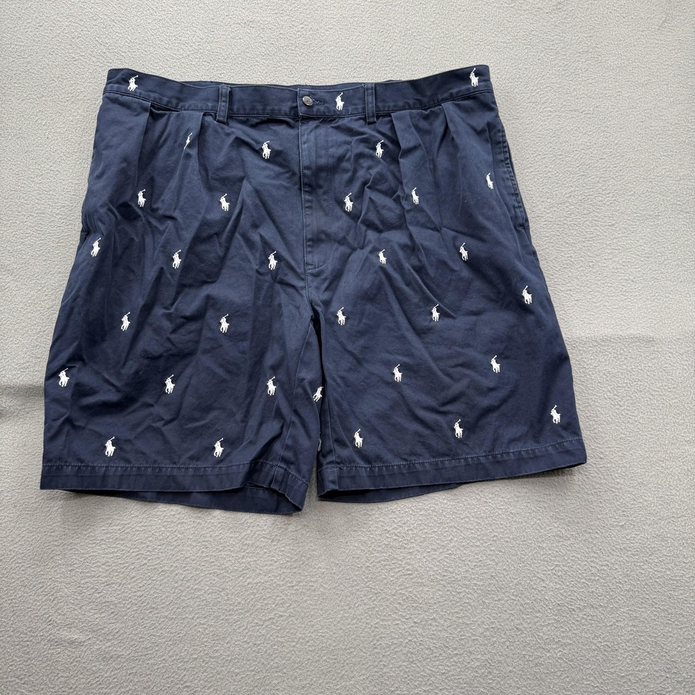 Polo Ralph Lauren Tyler Shorts Mens 42 Blue Chino Cotton 9 Inseam Embroidered